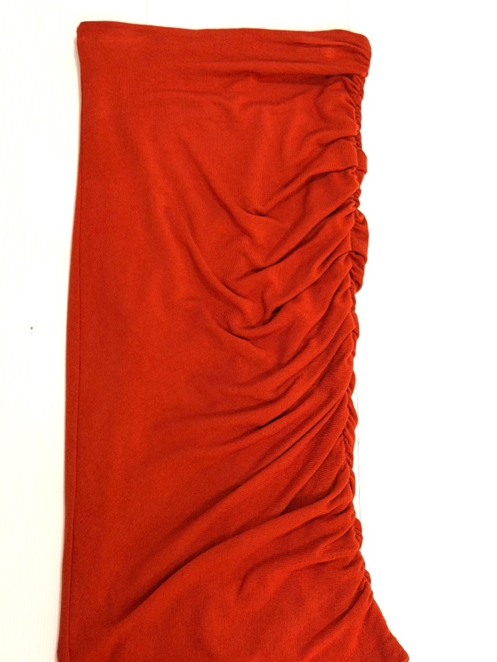 Alice + Olivia Mindie Ruched Jersey Midi Skirt Rust Orange Size XS - Picture 6 of 9